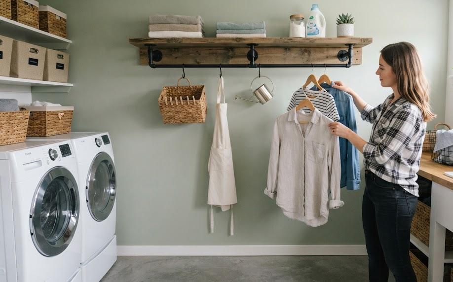 Fabriquer une tringle à vêtements stylée pour votre buanderie
